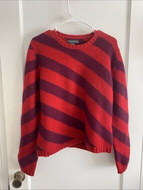 Vintage 90s Banana Republic Striped Crewneck Wool Blend Sweater